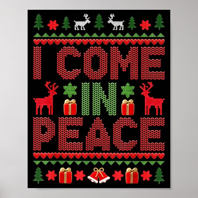 Poster I Come In Peace Couple Matching Ugly Christmas Swe (Frente)