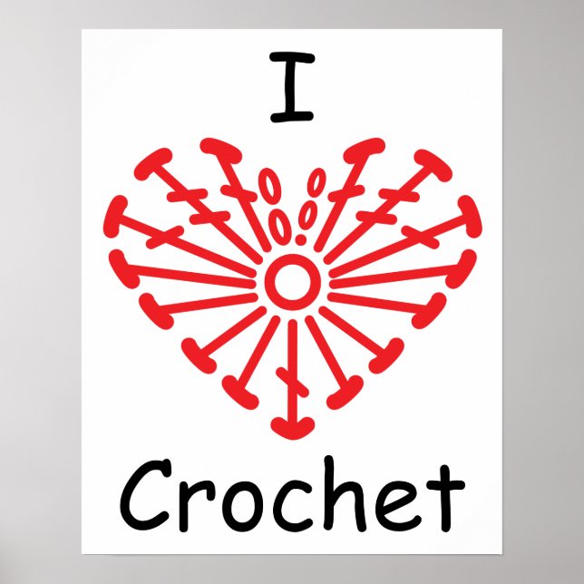 Póster I Coração Crochet - Padrão de Crochet Coração (Frente)