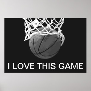 Poster I de basquete preto e branco adoro este jog