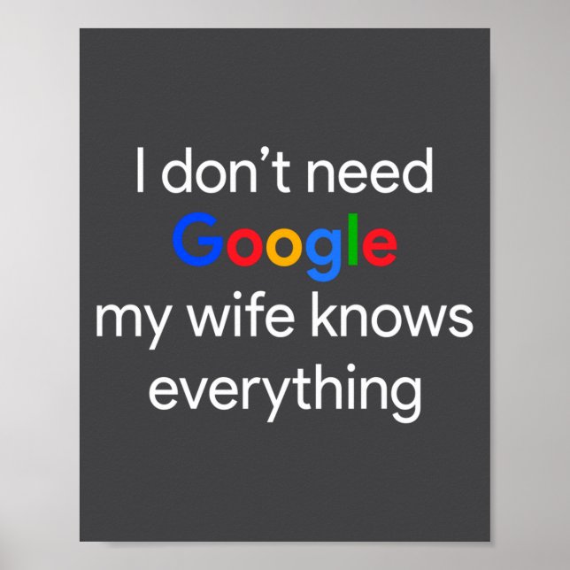 Poster I Don't Need Google, My Wife Knows Everything Funn (Frente)