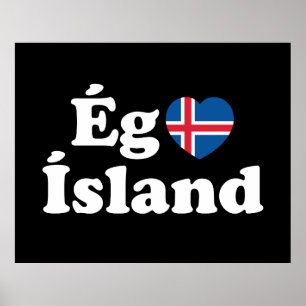 Poster I Heart (Love) Islândia [Ég Elska Ísland] Islandês
