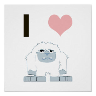 Póster I Heart Yeti Cute Cartoon Snow Monster