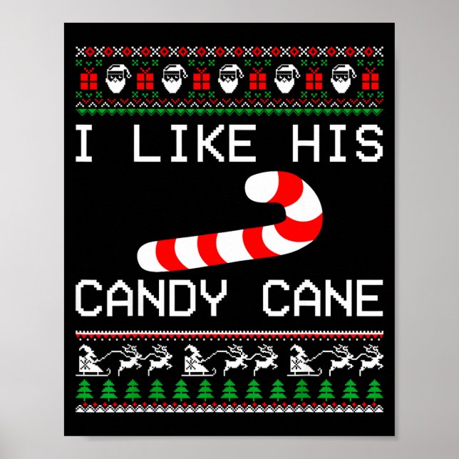 Poster I Like His Candy Cane Couple Matching Christmas Me (Frente)