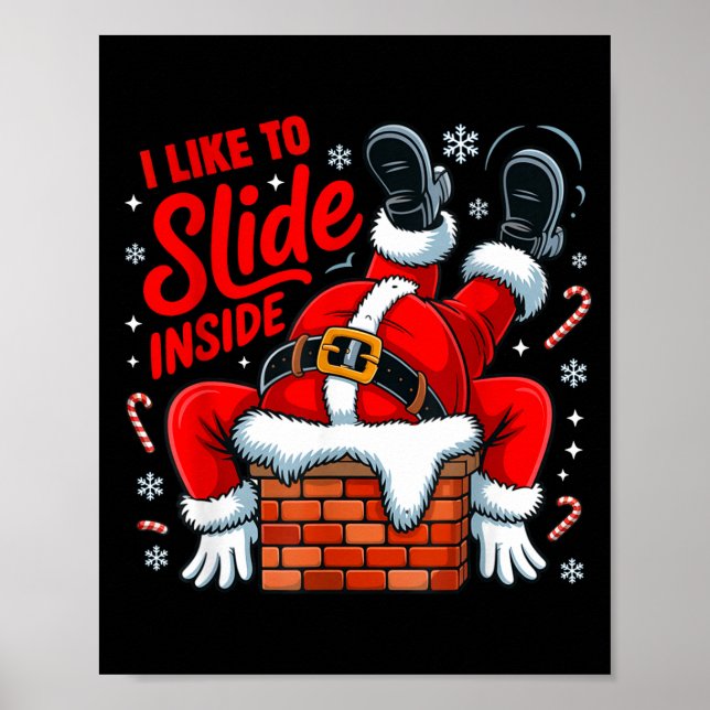Poster I Like To Slide Inside Funny Santa Couple Matching (Frente)
