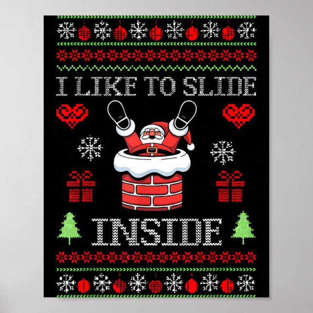 Poster I Like To Slide Inside Funny Santa Couple Matching (Frente)