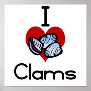 Póster I love-heart clams
