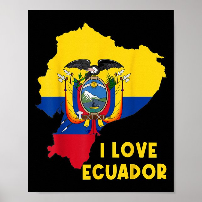 Poster I Love Quito Hello Equador Map Flag Orud Ecuadori (Frente)
