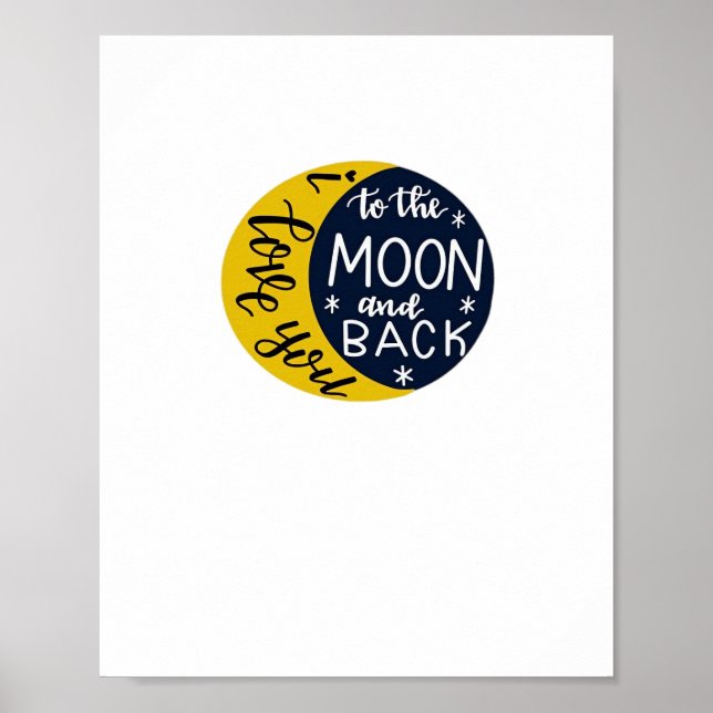 Poster I Love You To The Moon And Back Minimal Refined De (Frente)