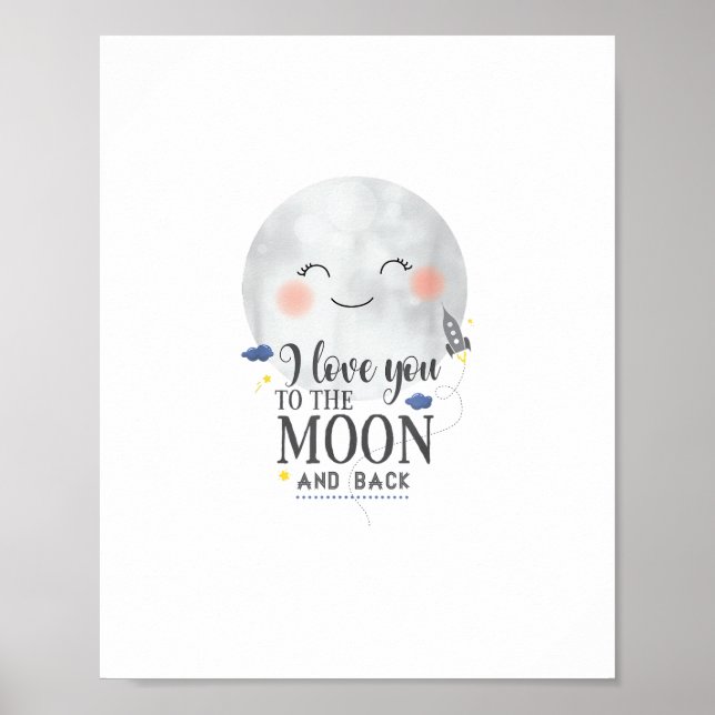 Poster I Love You To The Moon And Back Sincere Modern Sty (Frente)