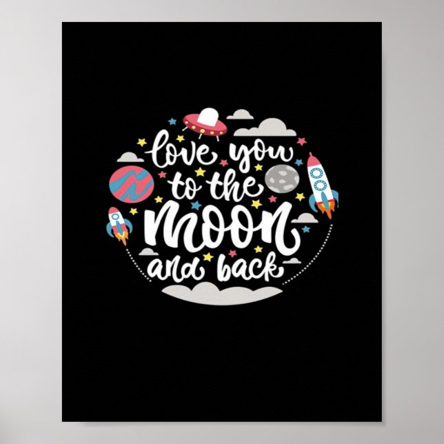 Poster I Love You To The Moon And Back Valentine Romantic (Frente)