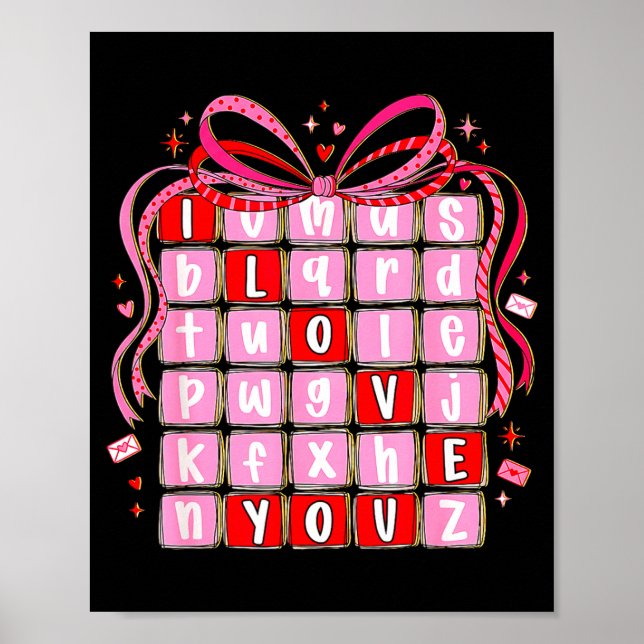 Poster I Love You Valentine Kids Preppy Valentine's Day L (Frente)
