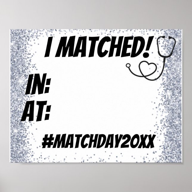Poster I Matched! Match Day Party Photo Prop (Frente)