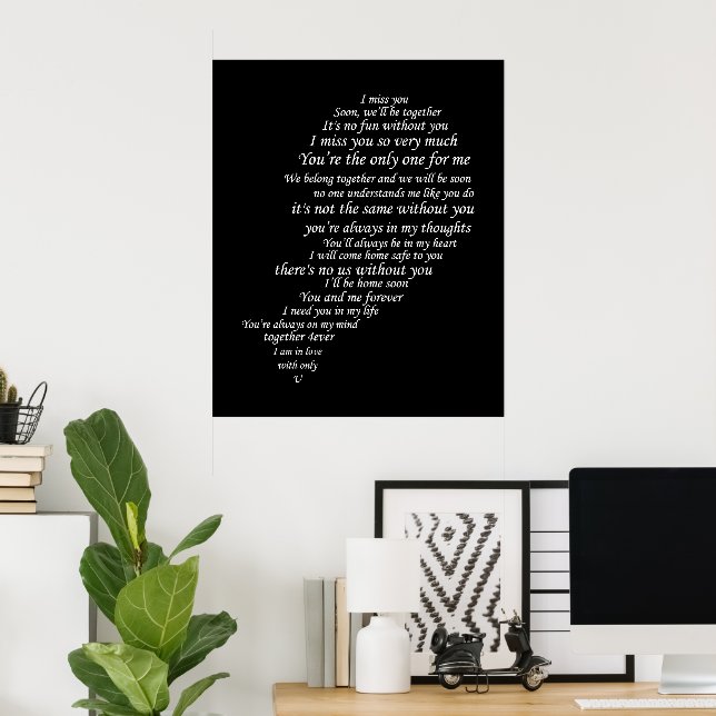 Poster I Miss You  Text, too,  in Half of Heart (Escritório em casa)