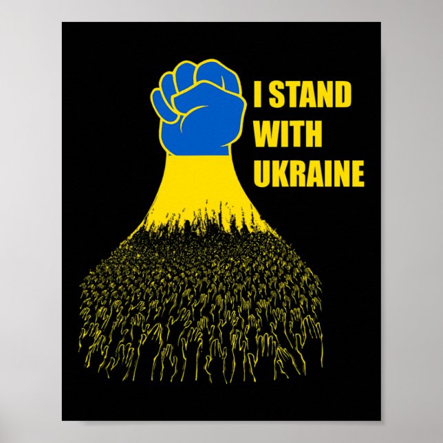 Poster I Stand With Ukraine - Support Ukraine - Pray For  (Frente)