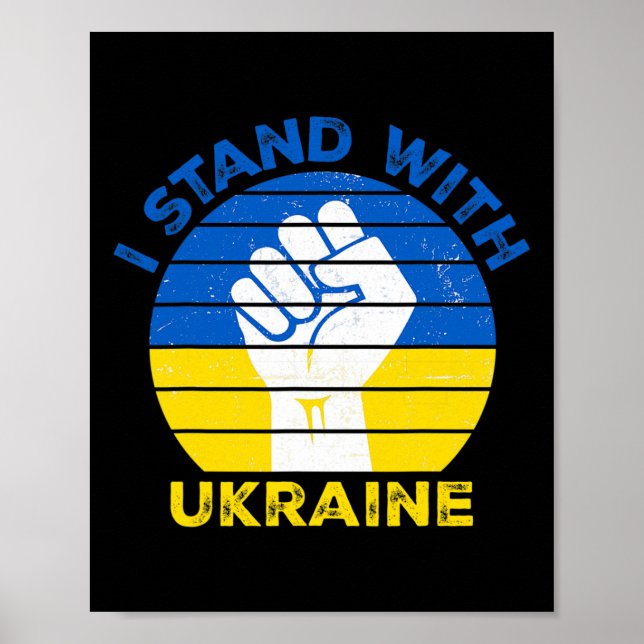 Poster I Stand With Ukraine - Support Ukraine - Pray For  (Frente)