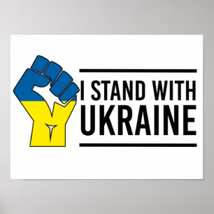 Poster I Stand With Ukraine   Ukraine Flag Hand Fist