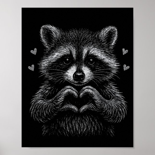 Poster I Steal Hearts Raccoon Valentines Racoon Meme Grap (Frente)