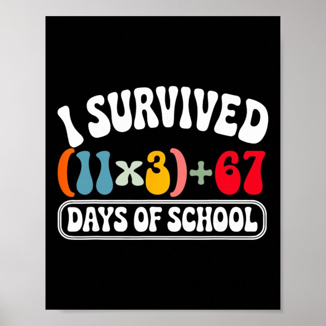 Poster I Survived 100 Days School Groovy Math Equation 10 (Frente)