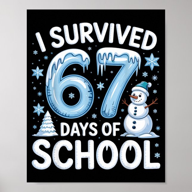 Poster I Survived 67 Days Of School Christmas Candy Cane  (Frente)