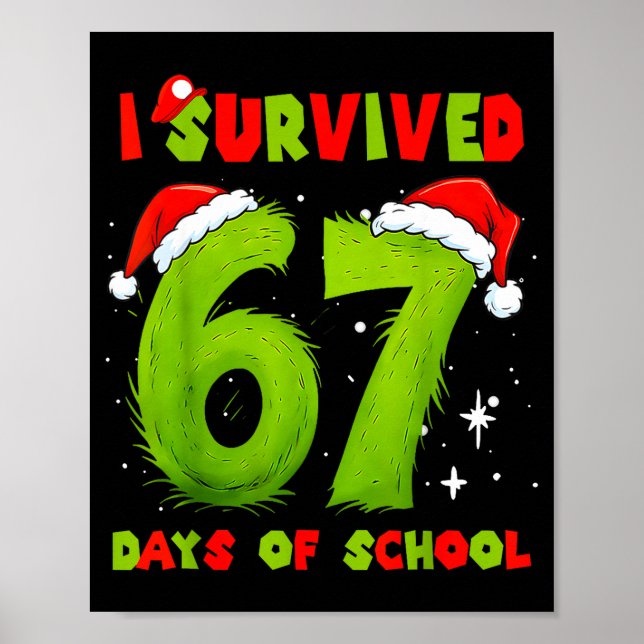 Poster I Survived 67 Days Of School Funny Meme Teacher St (Frente)