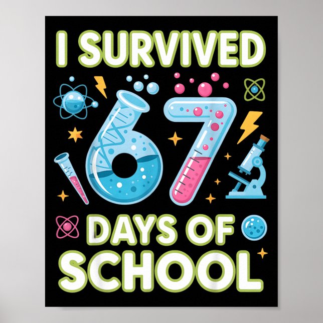 Poster I Survived 67 Days Of School - Teachers Students S (Frente)