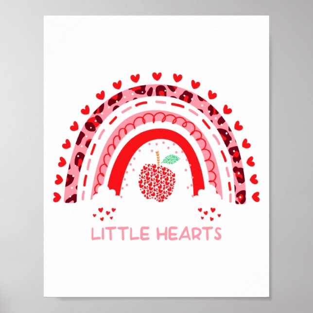 Poster I Teach The Sweetest Hearts Rainbow Teacher Valent (Frente)