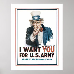 Póster "I Want YOU" Uncle Sam (border)