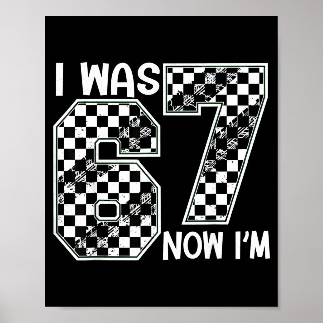 Poster I Was 6 Now I Am 7 Six Seven Checkered Birthday Sr (Frente)