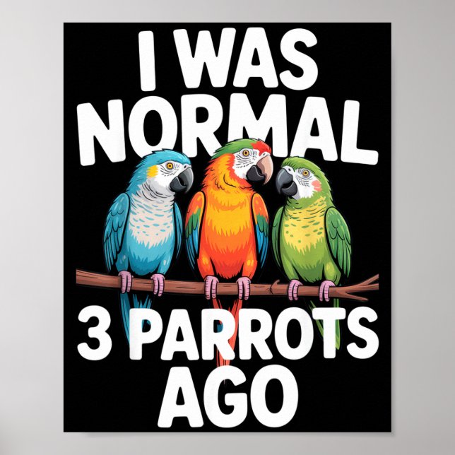 Poster I Was Normal 3 Parrots Ago Funny Bird Lover Casual (Frente)
