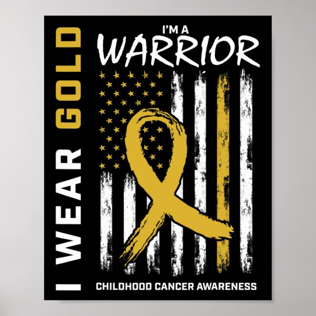 Poster I Wear Gold Warrior Childhood Cancer Awareness Ame (Frente)
