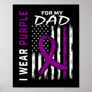 Poster I Wear Purple For My Dad Pancreatic Cancer Awarene