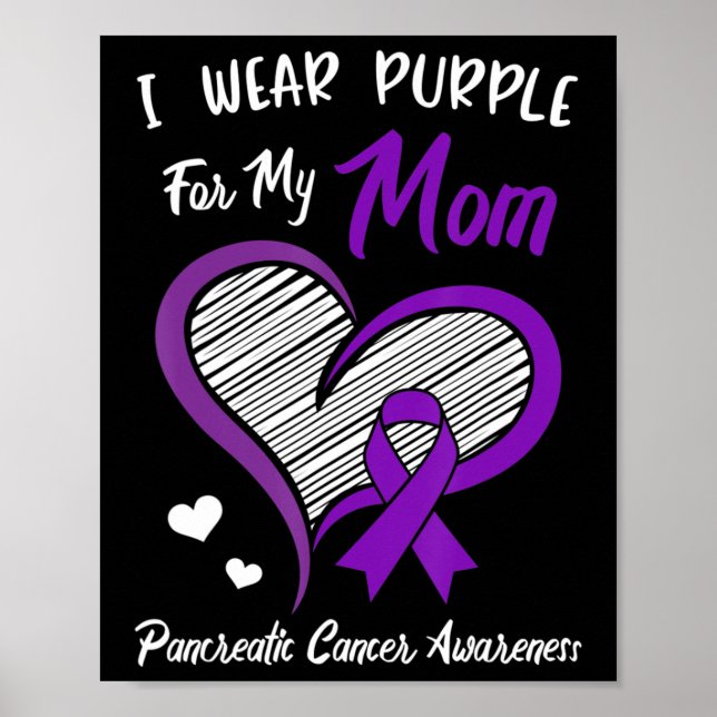 Poster I wear Purple for my Mom Pancreatic Cancer Awarene (Frente)