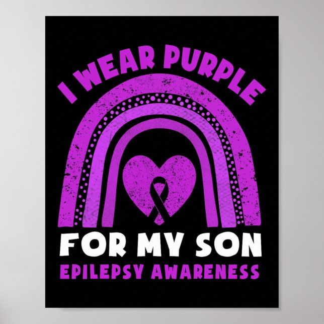 Poster I Wear Purple For My Son Epilepsy Awareness Rainbo (Frente)