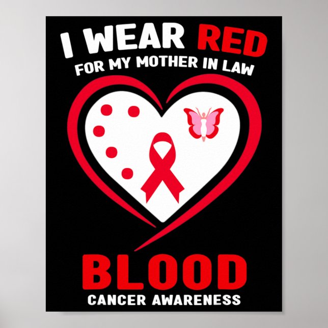 Poster I Wear Red For My Mother In Law Blood Cancer Aware (Frente)