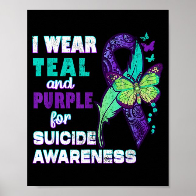 Poster I Wear Teal Purple For Suicide Awareness You Women (Frente)