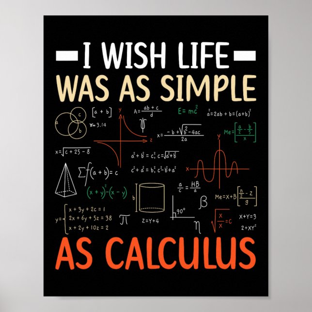 Poster I Wish Life Was As Simple As Calculus Math Teacher (Frente)