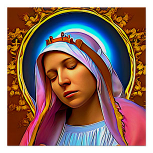 Póster IA Art da Virgem Abençoada Maria