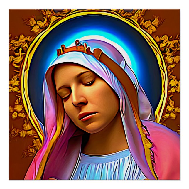Póster IA Art da Virgem Abençoada Maria (Frente)
