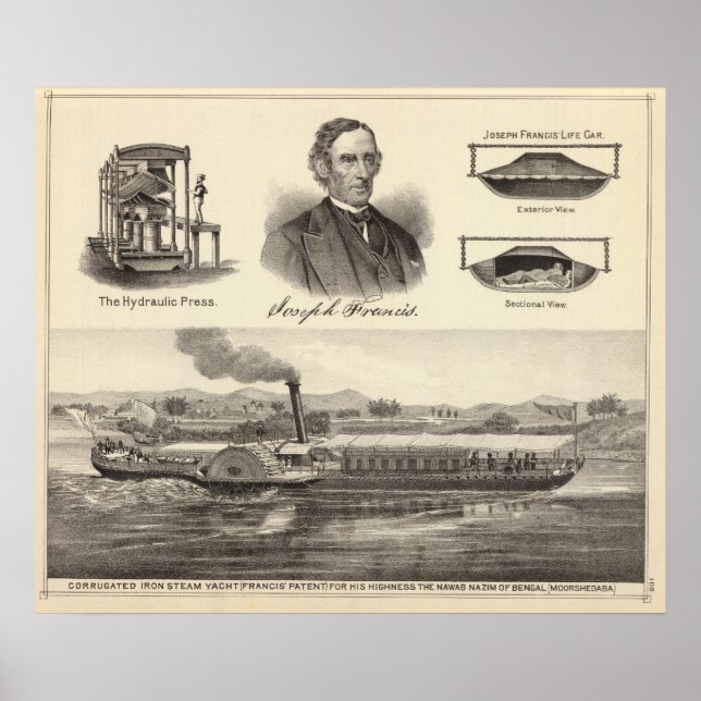 Póster Iate a vapor de ferro ondulado (Frente)