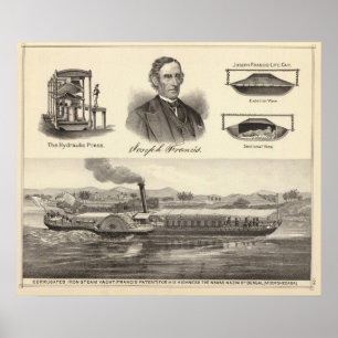 Póster Iate do vapor do ferro ondulado