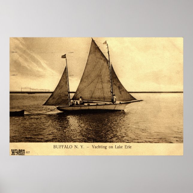 Póster Iate no lago Erie, Buffalo NY 1909, safra (Frente)