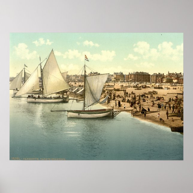 Póster Iates a Partir de Yarmouth, Norfolk, Inglaterra (Frente)