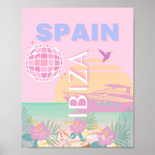 Poster Ibiza, Espanha, Arte de Viagem, Arte de Esquema, R
