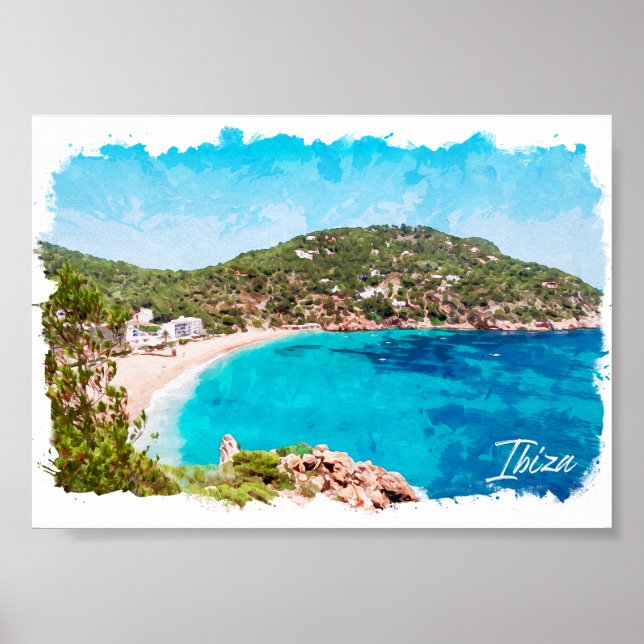 Poster Ibiza Espanha Landscape Beach Viagem (Frente)