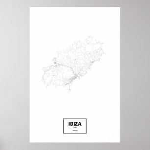 Póster Ibiza, espanha (preto no branco)