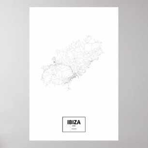 Póster Ibiza, Espanha (preto no branco)