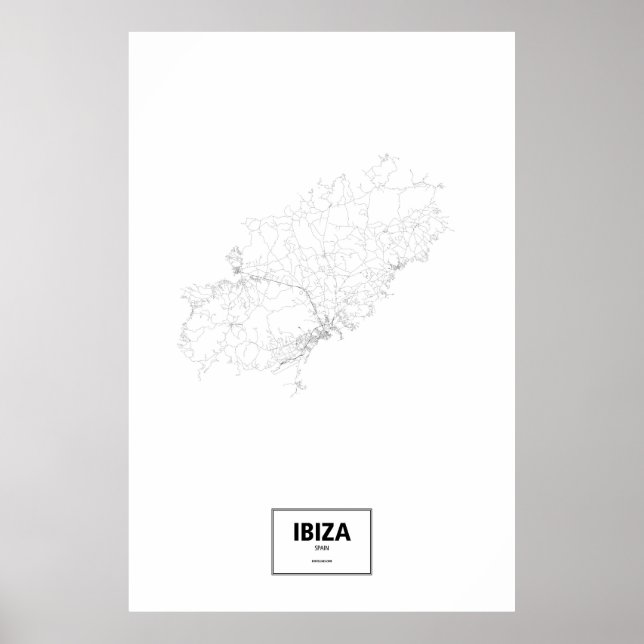 Póster Ibiza, Espanha (preto no branco) (Frente)