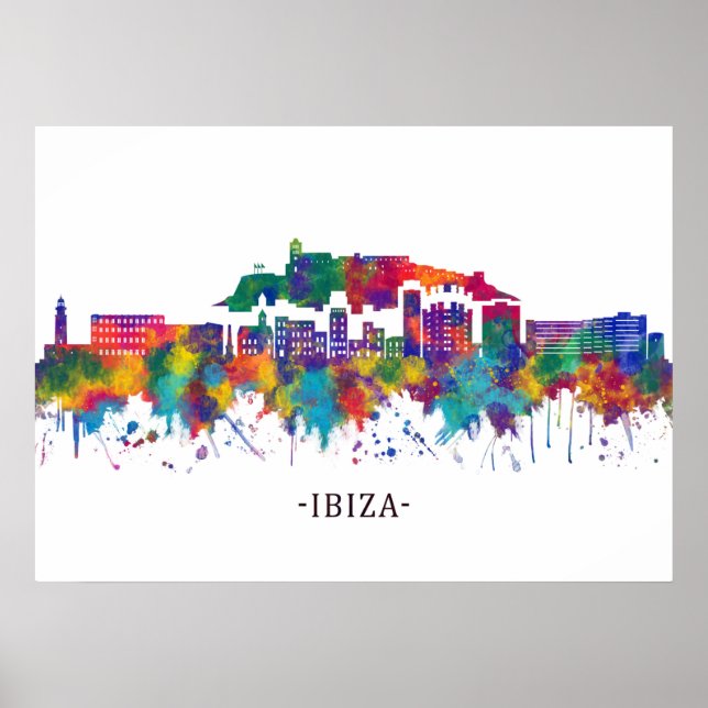 Poster Ibiza Espanha Skyline (Frente)