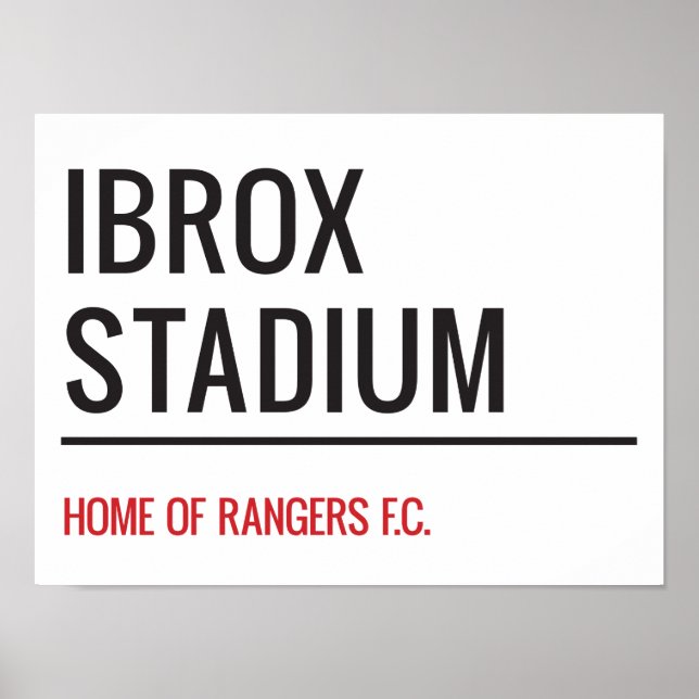 Poster Ibrox Sinal de Rua de Estádio (Frente)