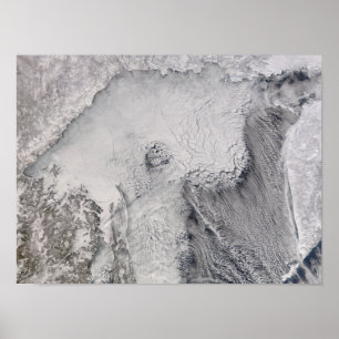 Póster Ice and cloud streets in the Sea of Okhotsk